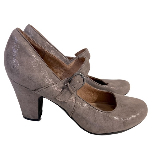 SÖFFT • Metallic Gray Miranda Mary Jane Leather Pump Heels - Picture 2 of 11